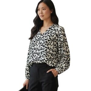 Unbranded Medium Silky Animal Print V-neck Blouse Leopard Cheetah